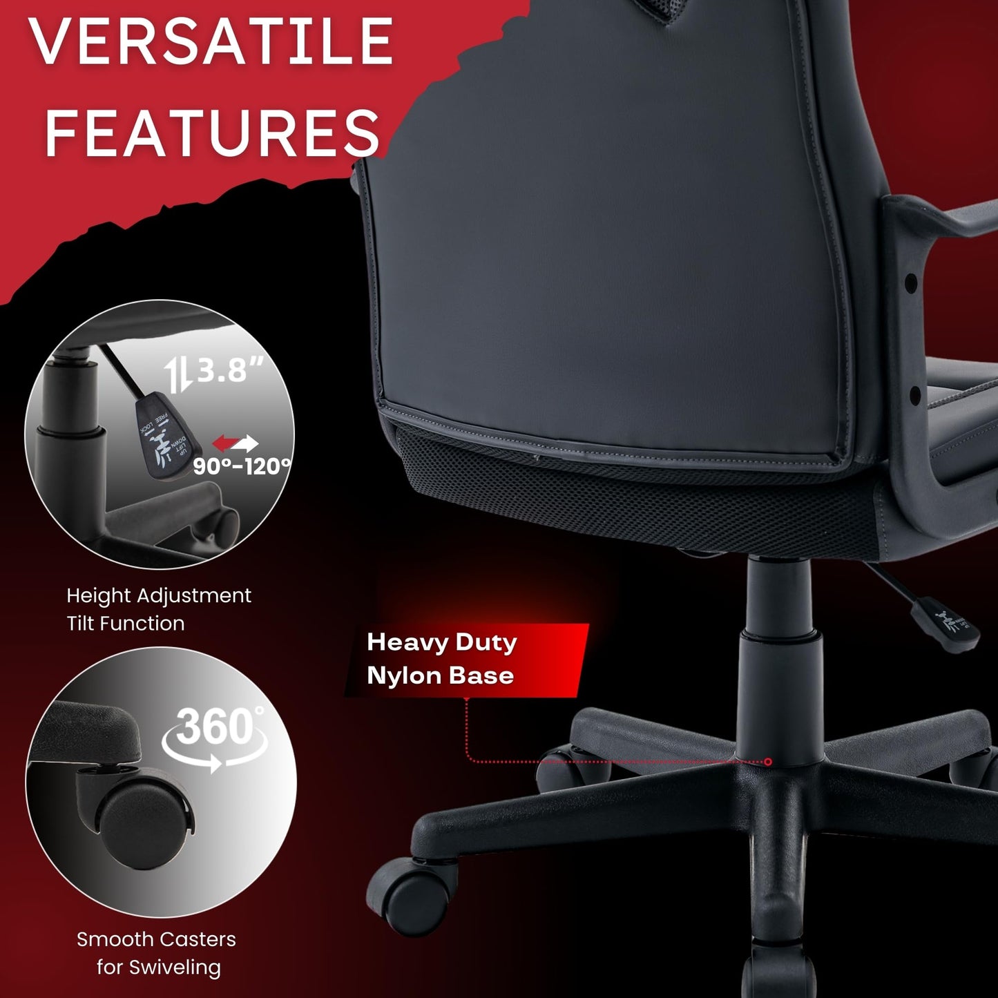 Ergonomic Computer Gaming Chair Home Office Racing Executive Video Task Desk PU Leather for Adults Teens Kids Gamer