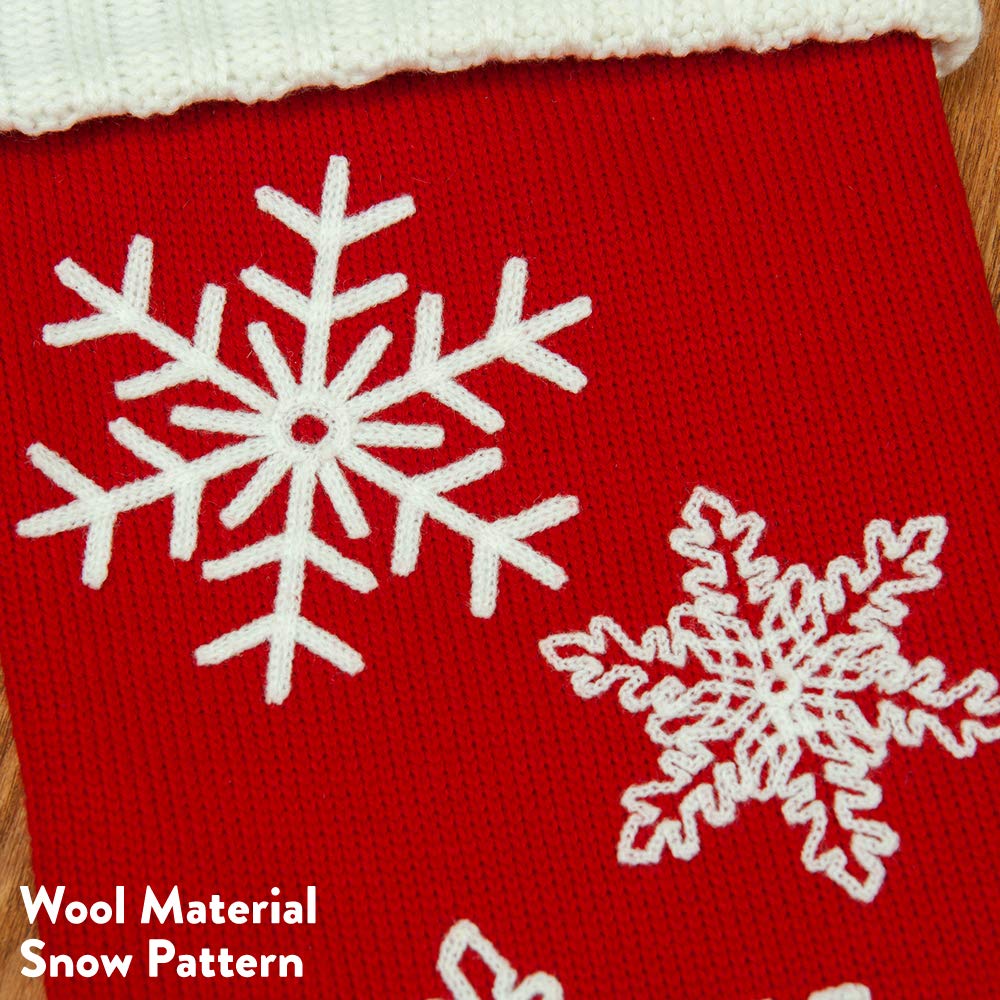 S-DEAL Christmas Stockings 20.5 Inches Wool Gift Filler Holder with White Pompoms for Xmas Party Decorations