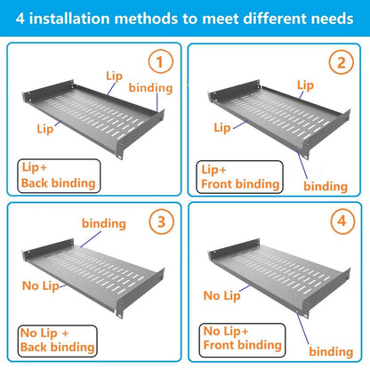 Jingchengmei 2 Pack of 1U Disassembled Vented Cantilever Server Rack Mount Shelf 10" (254mm) Deep for 19" Network Cabinet or Equipment Rack (10V2PC)