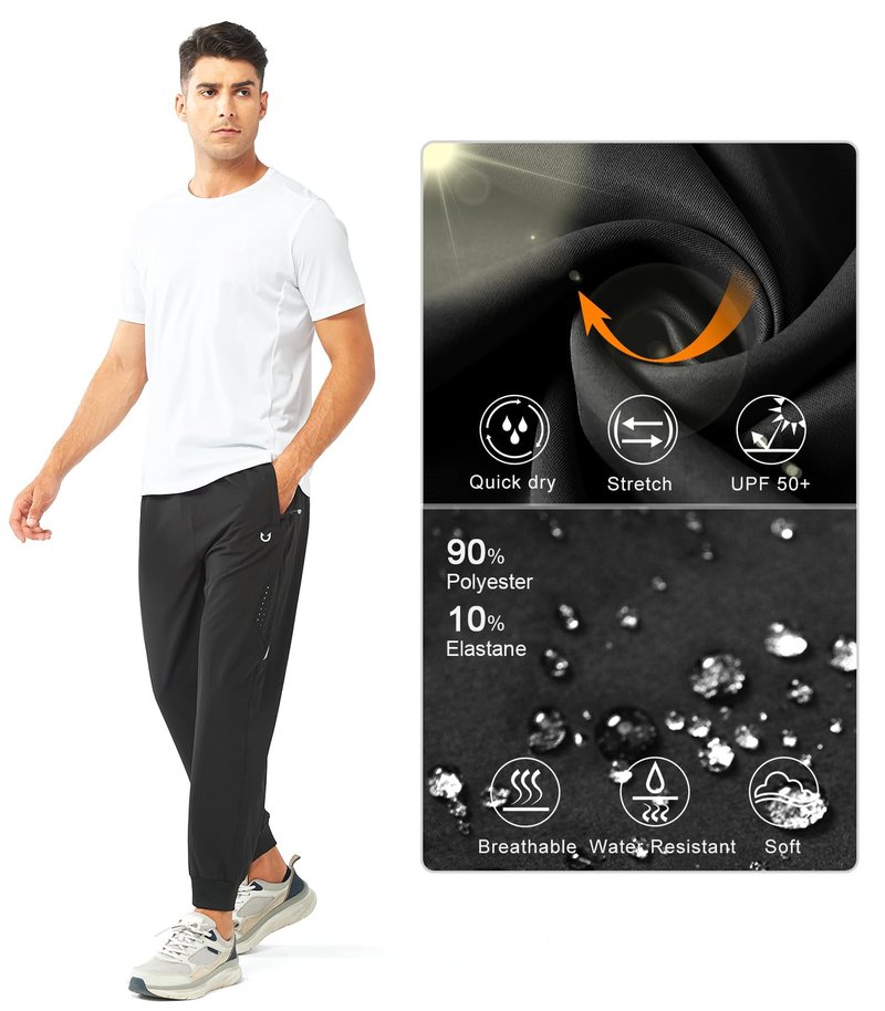NORTHYARD Men's Athletic Running Pants Lightweight Workout Joggers Quick Dry Gym Sweatpants Active Sports Track Training Black M