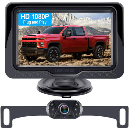 Backup Camera Easy Setup Plug-Play: HD 1080P No-Delay Waterproof - Clear Night Vision Rear View Camera with Monitor for Car Truck SUV - LK3