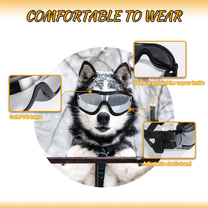 NVTED Dog Sunglasses Dog Goggles, UV Protection Wind Protection Dust Protection Fog Protection Pet Glasses Eye Wear Protection with Adjustable Strap for Medium or Large Dog (Pack of 1)