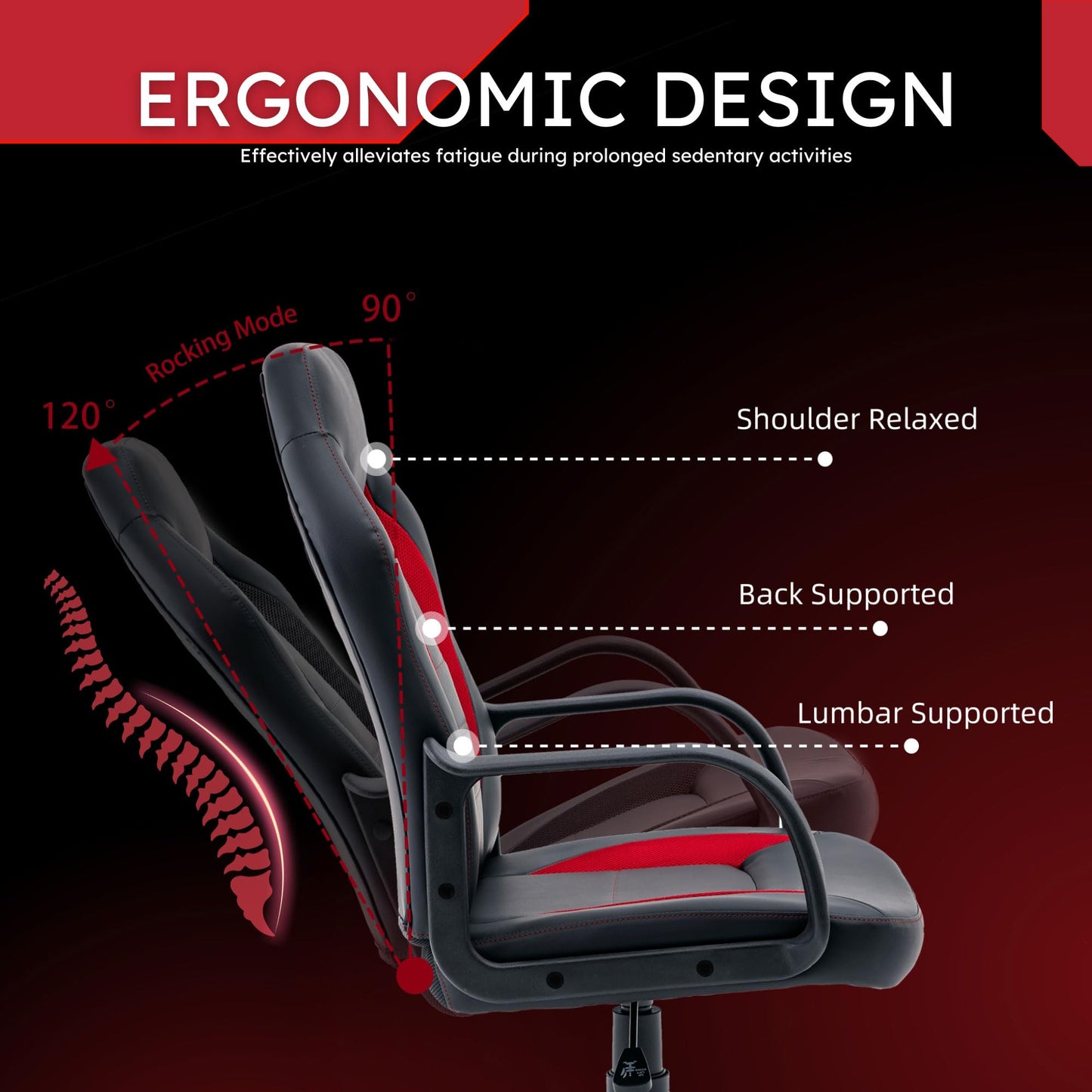 Ergonomic Computer Gaming Chair Home Office Racing Executive Video Task Desk PU Leather for Adults Teens Kids Gamer