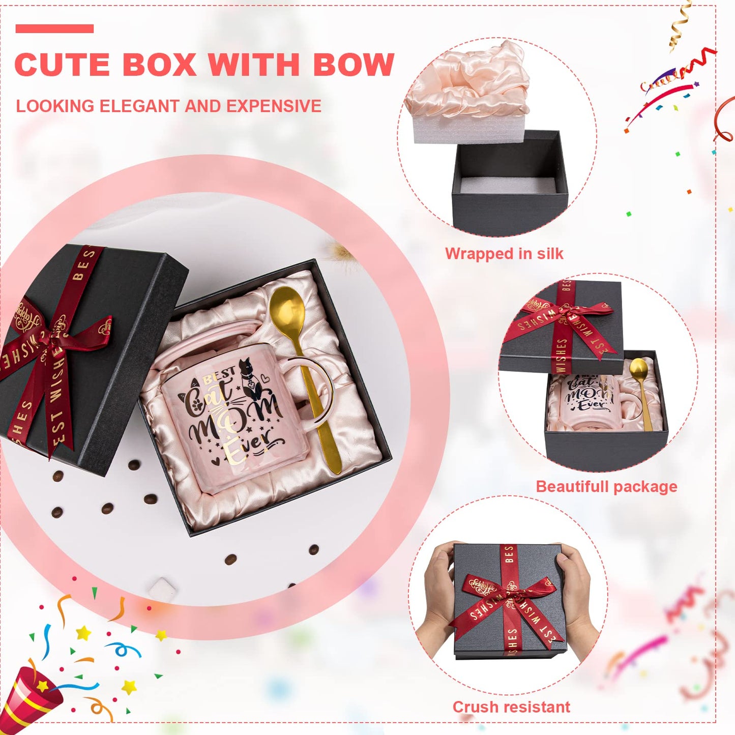 Best Friend Birthday Gifts for Women, Friendship Gifts for Women, Unique Birthday Valentines Day Gift Ideas for Her, Friends Female, Besties, BFF Ceramic Marble Coffee Mug Gift Box Printed Gold 14 oz