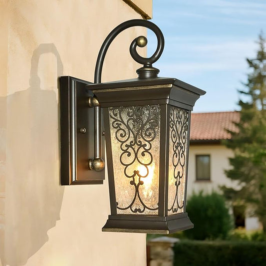 ALVIME Outdoor Wall Light Fixtures, Exterior Lighting Fixtures, Waterproof Porch Sconce, Outside Patio Lanterns for Entryway, House Front Door, Farmhouse, Balcony&Garage, E26 Base&Clear Seeded Glass
