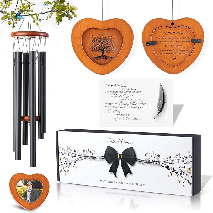 32 Inch Memorial Wind Chimes Outdoor, Personalized Sympathy Gifts for Loss of Loved One, Memorial Gifts for Loss of Mom, Sympathy Wind Chimes for Mother, Father, Brother, Sister