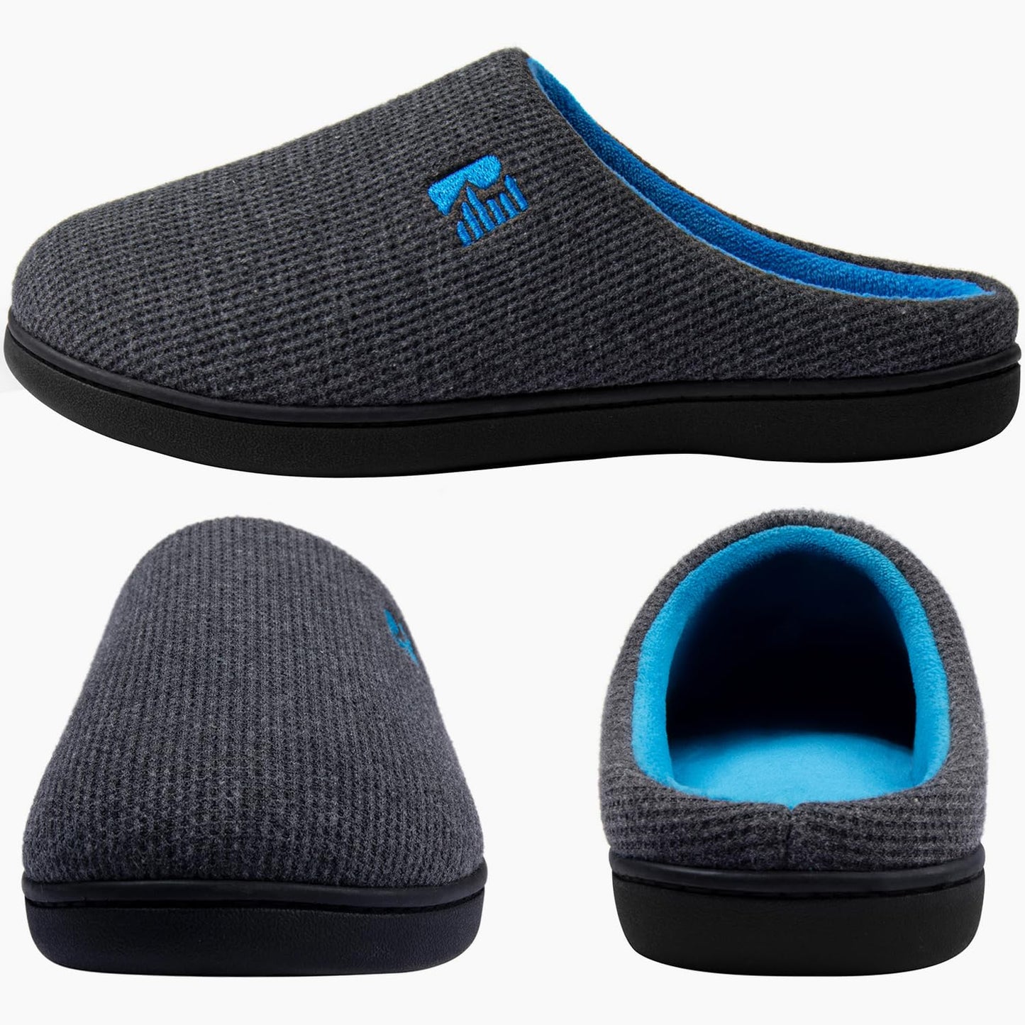 RockDove Men's Original Two-Tone Memory Foam Slipper, Size 8/9 UK Men, Dark Grey and Blue