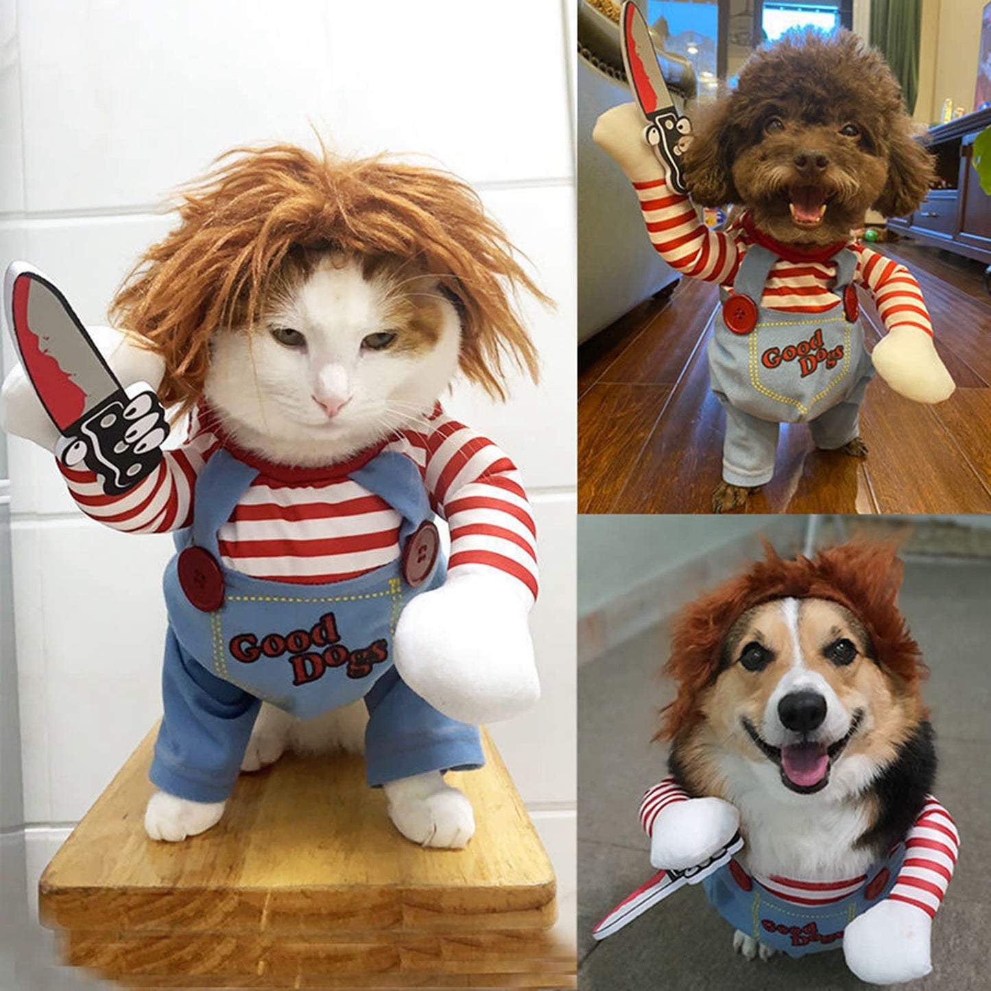 Pet Deadly Dog Costume, Cute Dog Cosplay Halloween Christmas Funny Pet Clothes Party Costume for Small Medium and Large Dogs (Small)