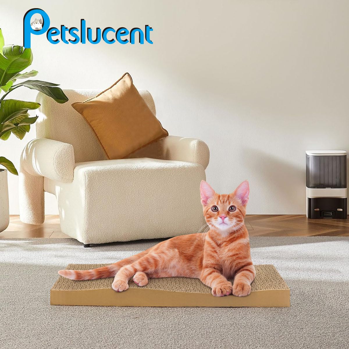 Petslucent Cat Scratching Board - 4PCS Cat Scratcher with Box, Large Size Cats Scratching Pad Easy for Cats to Scratch, Corrugated Cardboard kitten Scratchers Lounge for Indoor Kitty to Rest and Play