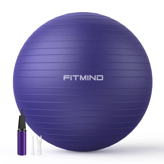 FITMIND_Extra Thick Exercise Ball 75cm Yoga Ball for Workout Pregnancy Stability,Anti-Burst and Slip Resistant Swiss Ball with Pump for Yoga, Pilates, Fitness,Birthing,Physical Therapy (Purple 5265C)