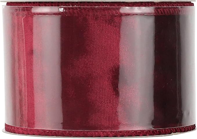 MEEDEE Burgundy Velvet Ribbon 2.5 inch Crushed Velvet Christmas Ribbon 10 Yards for Christmas Tree Decoration, Wreath Supplies, Crafts Bow, Gift Wrapping, Wedding Decor and Accents