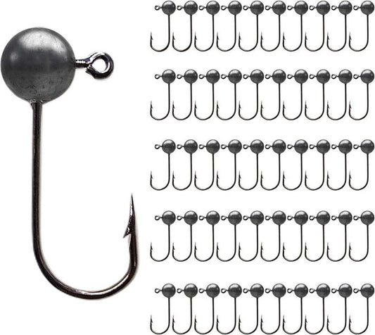 Fly Tying Jig Heads Kit - 50pcs Jig Hooks for DIY Lure Making | Black, White, Orange, Pink, Chartreuse - Sizes #12 to #2
