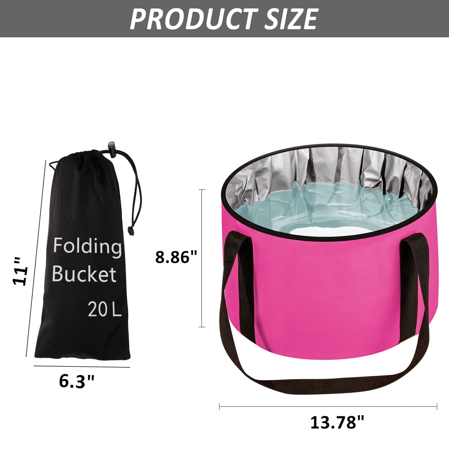 Foot Bath Basin 20L Collapsible Bucket, Portable Foot Soak Tub Feet Soaking Bucket for Outdoor Travel, Camping, Fishing(Black)