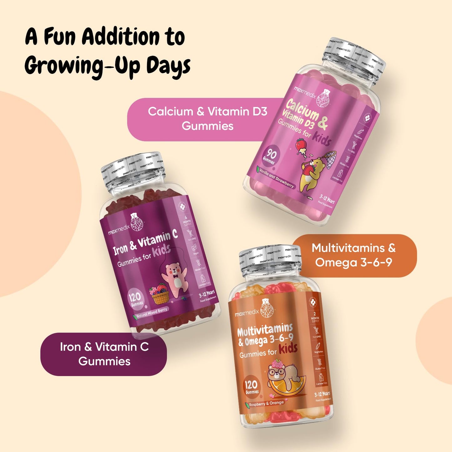 Vitamin D for Kids 1000IU | 120 Tasty Gummies | 4 Months Supply | Natural Orange Flavour | 1 per Day | Vegetarian-Friendly, Non-GMO & Gluten-Free | Easy to Chew | Kids Vitamin D Gummies for 3-12 Years