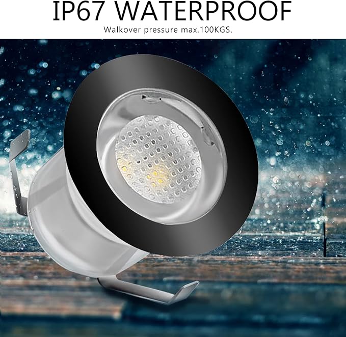 Low Voltage LED Deck Light Kit Stainless Steel Waterproof Recessed Wood Decking Stairs Garden Yard Patio Decor Lamp Outdoor Black Border LED Lighting (Cool White, 30pcs)