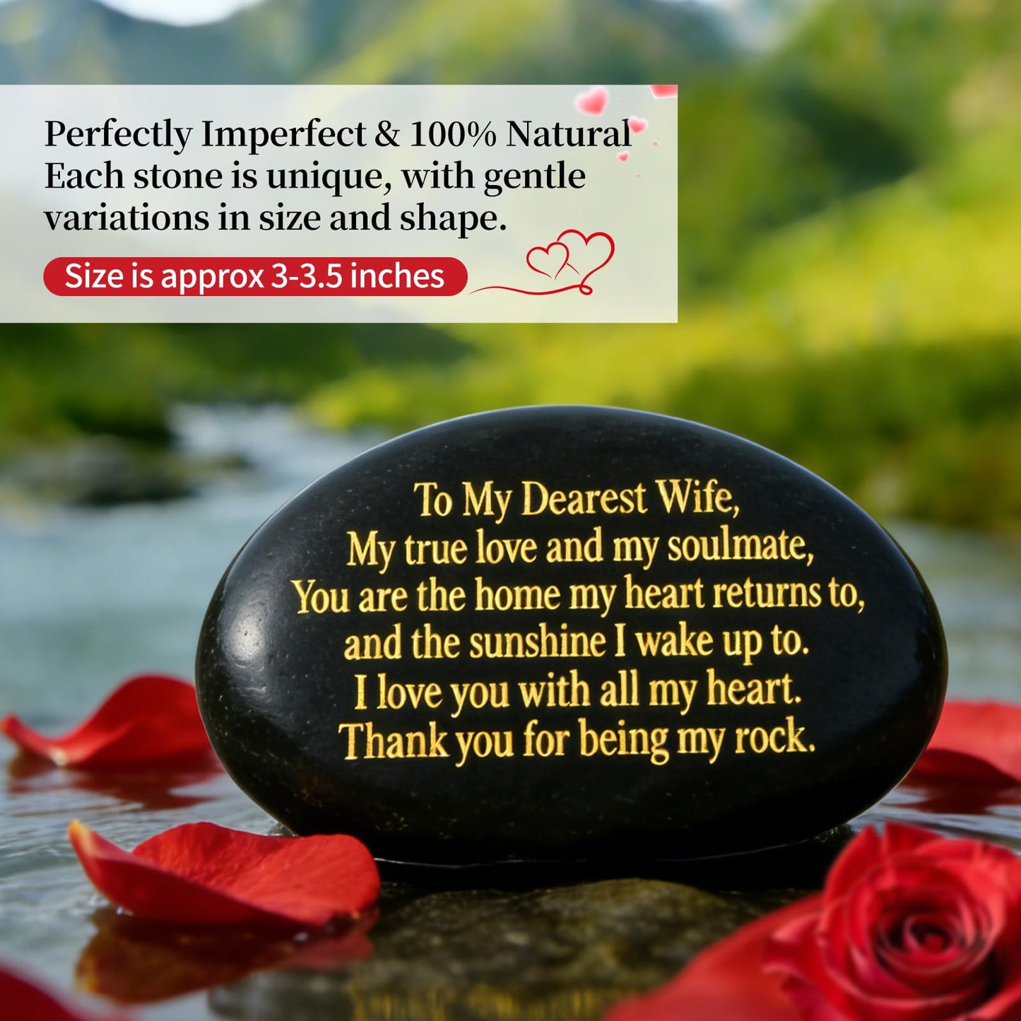 Sundrence Valentines Day Gifts for Wife - You are My Rock Engraved, Romantic Valentines Day Gifts for Her, Unique Anniversary and Couples Keepsake - Polished Black Pebble