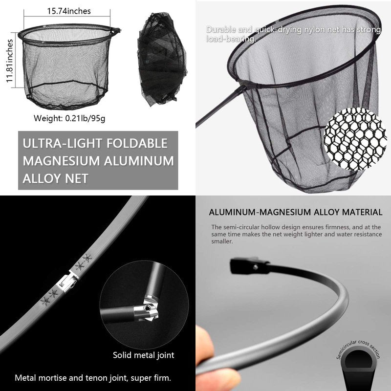 9ft/11.15ft Extra Long Fishing Net with Telescoping Handle, Carbon Fiber Extendable Landing Net, Dip Net for Fishing, Crab nets for Crabbing, Rubber Coated Netting, Holds up to 20lbs