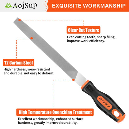 AojSup 17Pcs Metal File Set, Professional Files Tools, Premium Metal Files with Suitcase, 4X Large Files - Flat/Triangle/Half-Round/Round File&12x Needle Files, Perfect for Wood, Metal&DIY Project