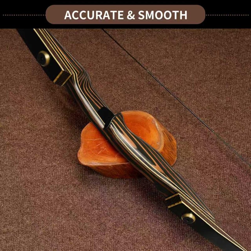 PMZ Archery Longbow, 65'' Wooden Takedown Professional Longbow for Hunting, Right Hand Traditional Bow for Adults Beginners to Advanced Outdoor Practice (Brown Riser, 45lbs)