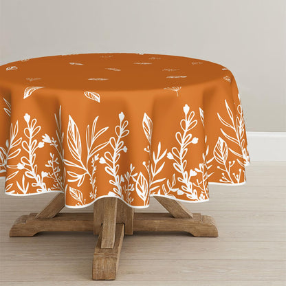 Horaldaily Fall Tablecloth 70x70 Inch Round, Thanksgiving Autumn Harvest Orange Wild Flowers Table Cover for Party Picnic Dinner Decor