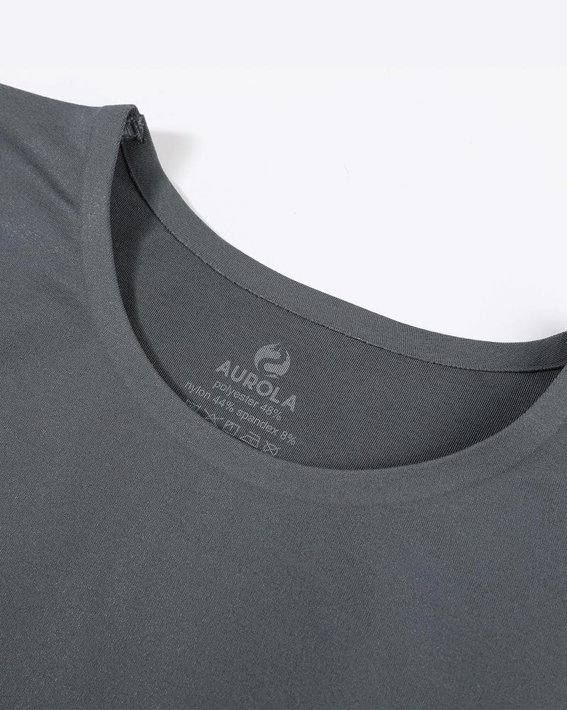 AUROLA Women Essentials Seamless Short Sleeve Fitted Tshirt Gym Workout Athletic Shirts Top Tee Steel Grey