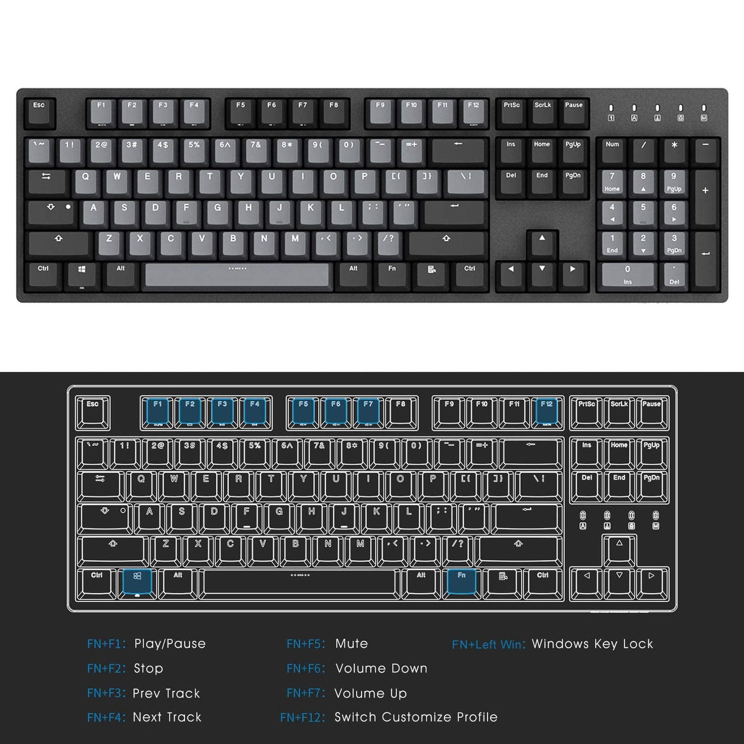 DURGOD Heavy Duty Mechanical Keyboard with Cherry MX Brown Switches N-Key Rollover 104 Keys(PBT Keycaps) Type C Interface for Gamer/Typists/Office/Home (Space Grey，ANSI/US)