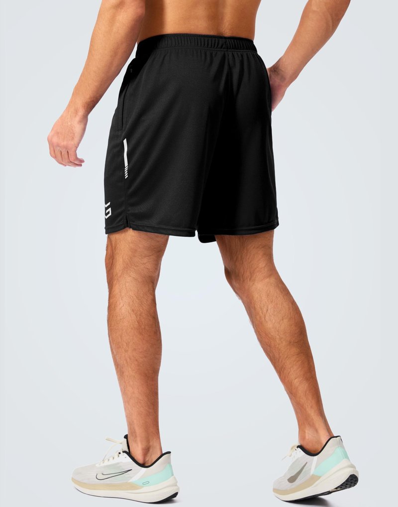G Gradual Men's Gym Shorts 5"/7"/10" with Zipper Pockets Basketball Athletic Mesh Quick Dry Shorts for Workout Running Tennis (7 inch, Black, Medium)
