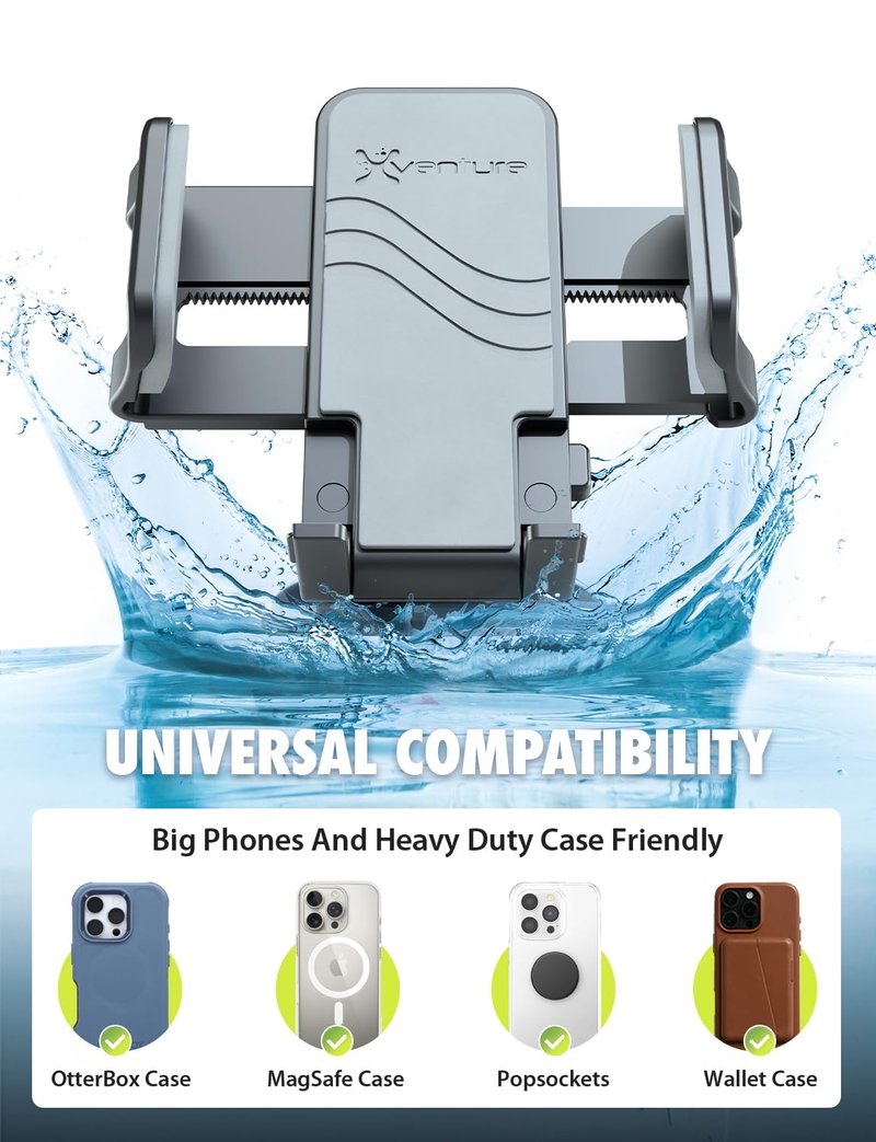 XVenture Bracketron Griplox Waterproof Phone Mount for Boats – Marine Suction Cup Holder with Sealed Case, Secure Boat/Kayak/Jet Ski Phone Holder, Fits Smartphones up to 6.75"