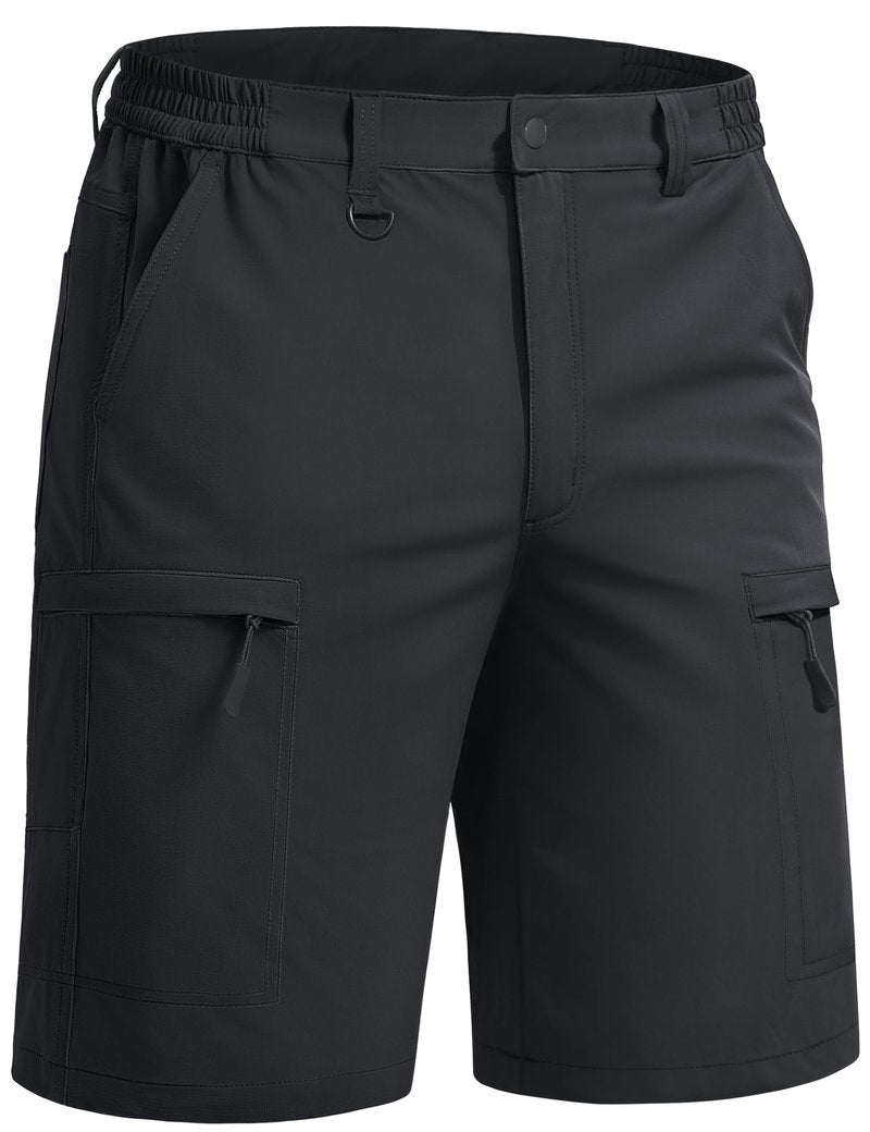 TACVASEN Men's Hiking Cargo Shorts Black Shorts with 5 Pockets D-Ring Quick Dry Lightweight Fishing Golf Casual Walking