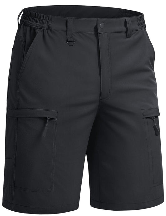 TACVASEN Men's Hiking Cargo Shorts Black Shorts with 5 Pockets D-Ring Quick Dry Lightweight Fishing Golf Casual Walking