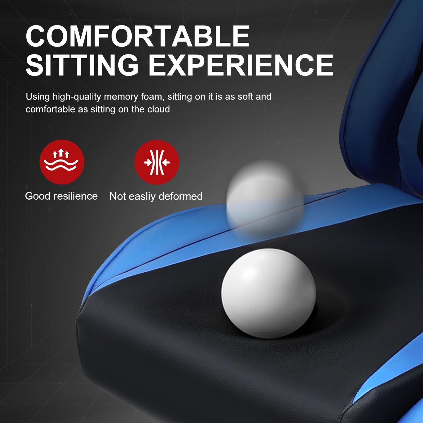 GTRACING Gaming Chair with Footrest, Ergonomic Computer Game Desk Chair, Recline Gaming Chair Seat Height Adjustment, Swivel Rocker with Headrest and Lumbar (Blue)