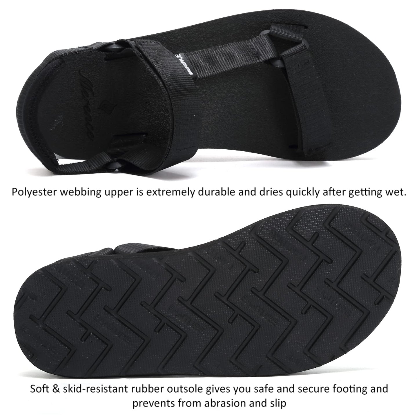 CIOR Women's Sport Sandals Hiking Sandals with Arch Support Yoga Mat Insole Outdoor Light Weight Water Shoes-U119SLX023-balck-39A