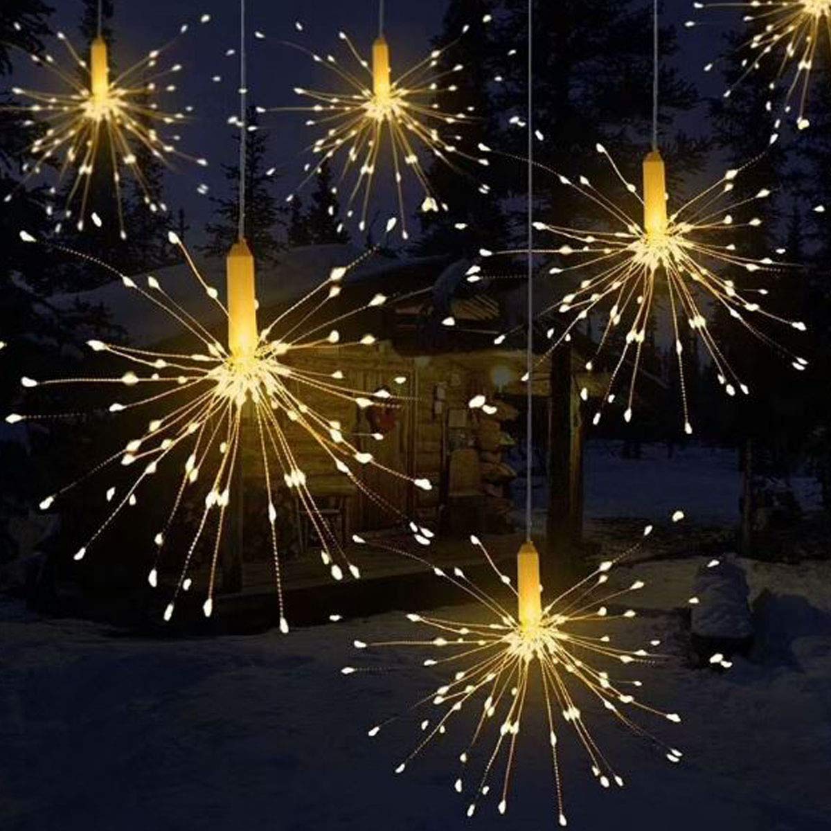 Dreamworth 10 Pcs Total 600 LED Firework Copper Wire Lights, Fairy Twinkle Lights Plug in String Lights 8 Modes Waterproof Starburst Lights for Christmas, Birthday, Bedroom, Corridor Patio, Wedding
