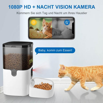 Balimo Automatic Cat Feeder with HD 1080P Video, 4L WiFi Automatic Cat Feeder with App Control & Night Vision, up to 20 Servings and 8 Meals per Day (Only 2.4G WiFi)