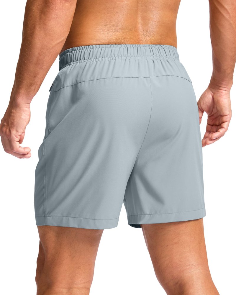 G Gradual Men's Athletic Running Shorts with Zipper Pockets Quick Dry 7"/ 5"/ 9" Workout Gym Shorts for Basketball Hiking(Light Grey,5L-New)