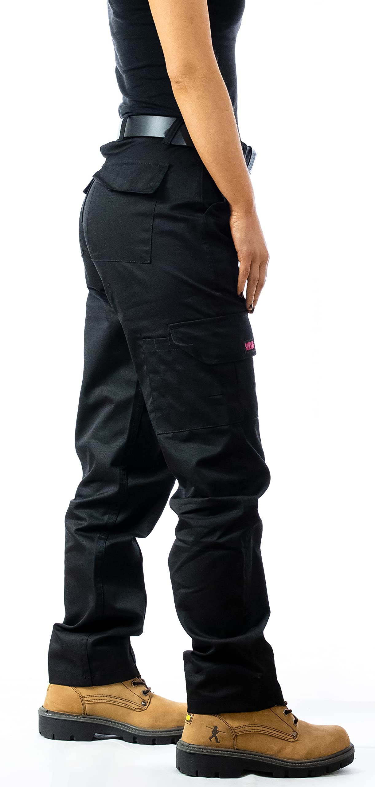 SITE KING Ladies Cargo Combat Work Trousers Size 8 to 22 (12 / Regular Leg, Black)