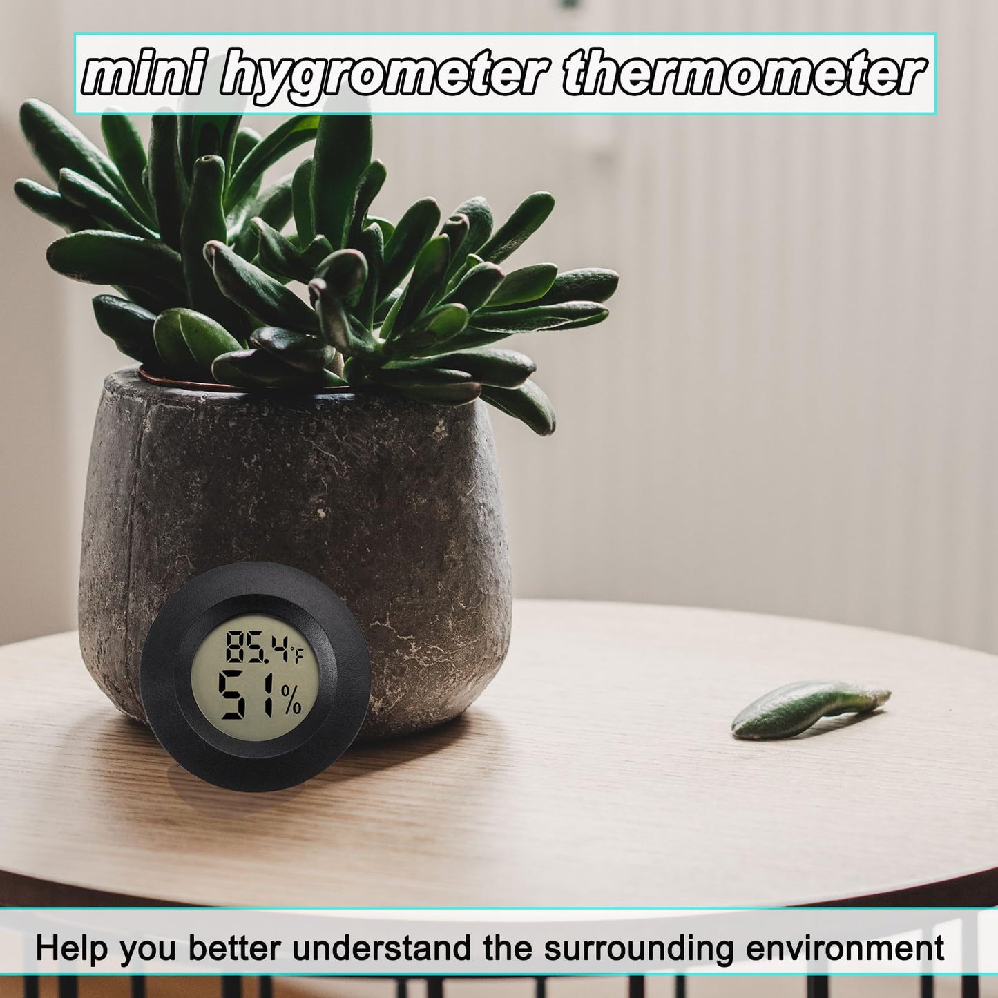 Mini Hygrometer Digital Thermometer Humidity Meter 2 Pack Hygrometer Thermometers Indoor/Outdoor Humidity Monitor Reptile Thermometer for Greenhouse Garden Cellar Fahrenheit(℉)/ Celsius(℃)
