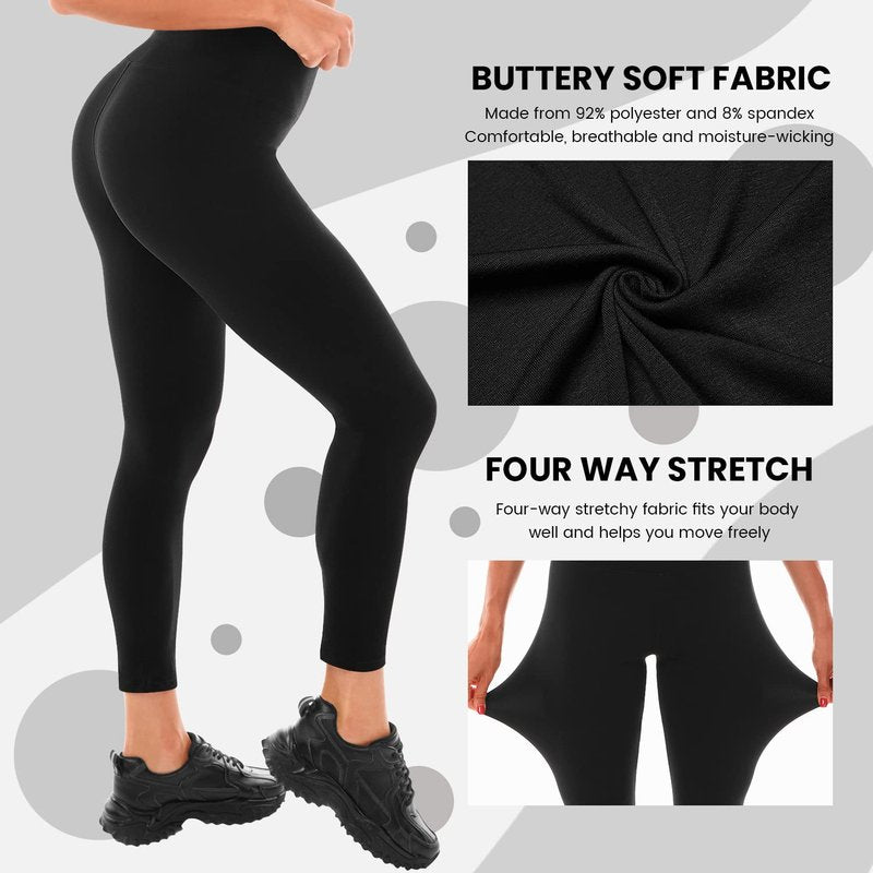 Leafigure Leggings with Pockets for Women, High Waisted Workout Leggings for Gym Navy Blue SM