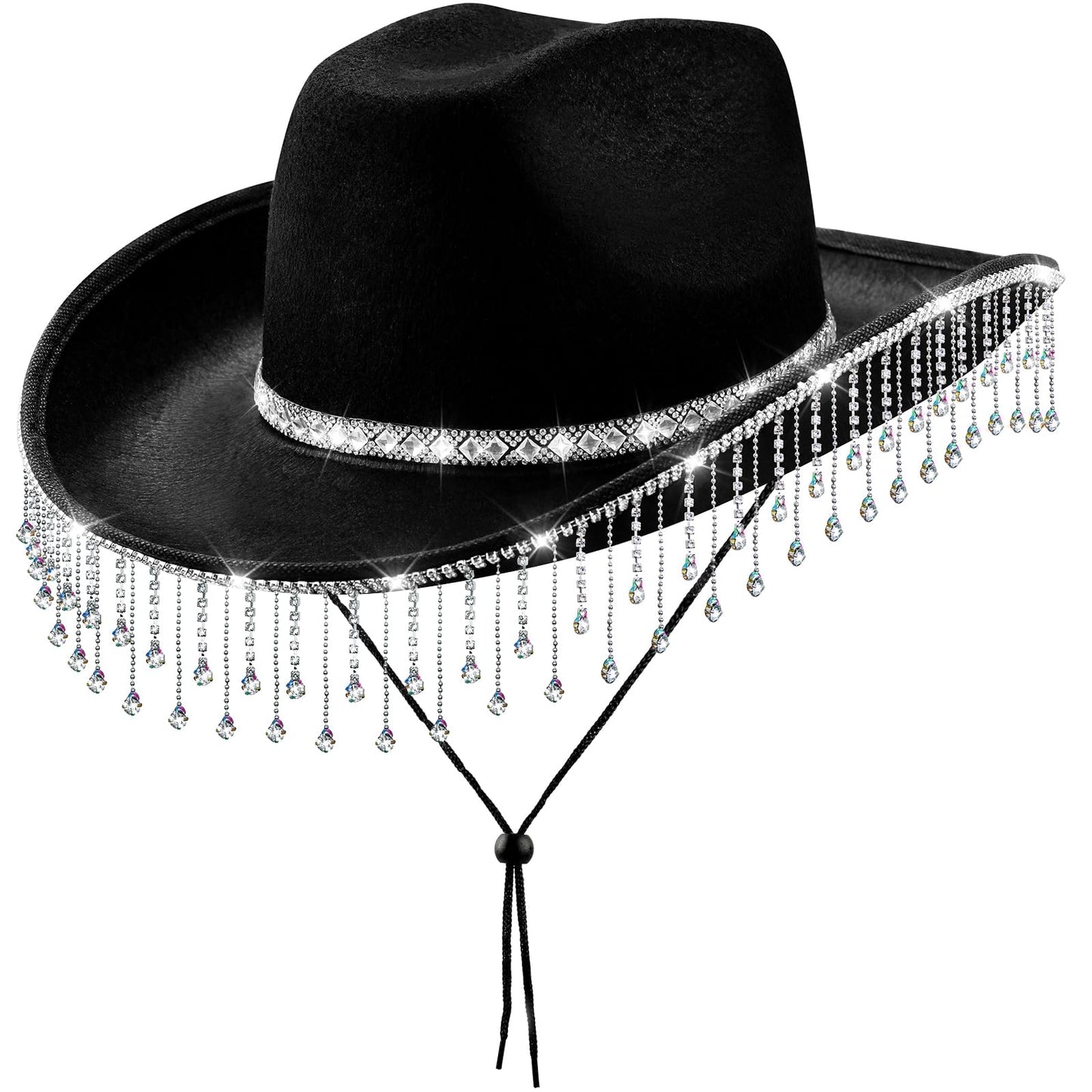 quescu Bridal Cowgirl Hat for Bachelorette Party,Rhinestone White Cowboy Hat for Women Bride To Be Gift,Halloween Costume (Style 4)