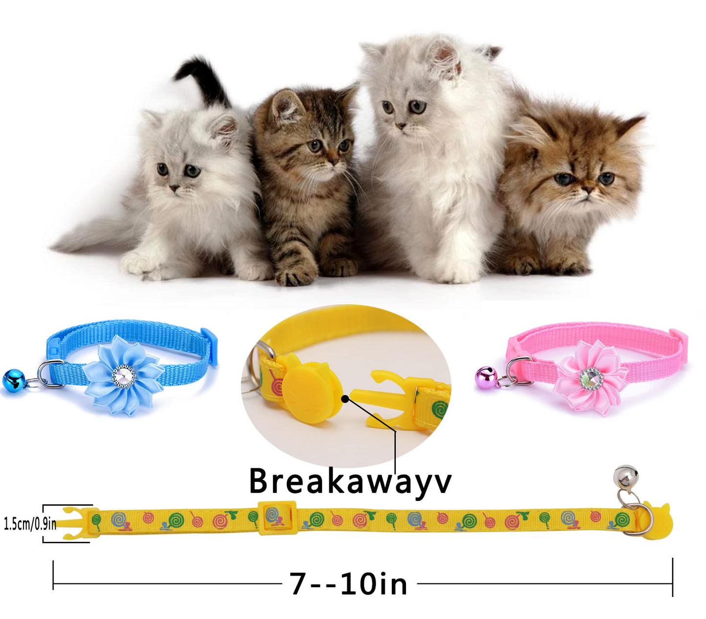 16 PCS Cute Cat Collars Breakaway with Bell for Boy Cats and Girl Cats Gifts