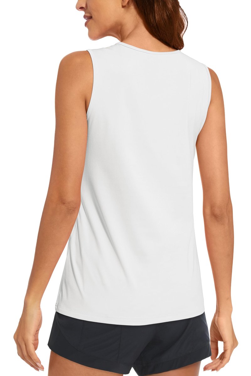 MAGCOMSEN Women's Sleeveless Workout Tank Tops UPF 80+ Dry Fit Running Moisture Wicking Shirts Athletic Gym White M