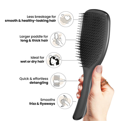Tangle Teezer Large Ultimate Detangler Hairbrush - For Wet & Dry Hair - Detangling Brush for Thick, Curly & Long Hair - Two-Tiered Teeth Reduce Breakage & Eliminate Knots - Large Paddle - Black Gloss
