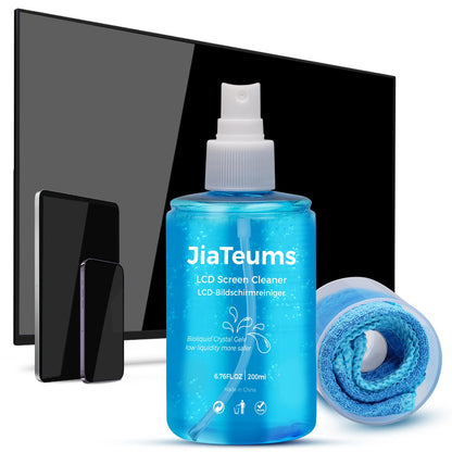 JiaTeums TV Screen Cleaner, Non-Drip Touchscreen Spray with Wiper for CD Disc Laptop Phone Tablet Computer Lens(200ml)