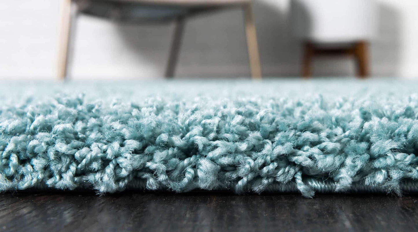 Unique Loom Solid Shag Collection Area Rug (10' x 13' 1" Rectangle Light Slate Blue)
