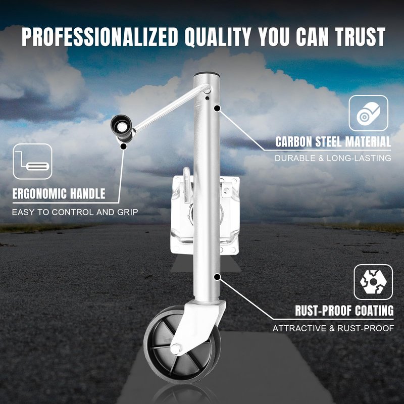 Torin 1000 lbs Trailer Jack with Wheel, Heavy Duty Swivel Boat Trailer Jack Single Whee, 10" Lift, Bolt-on Trailer Tongue Jack for RV Boat ATR39001B, Silver