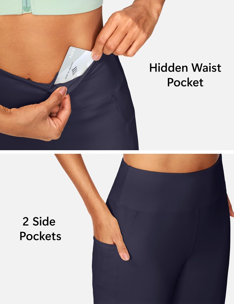 ISEEGZ 15"/ 18"/ 21"/ 25" Capri Pants for Women High Waist with Pockets Women's Capris Workout Yoga Pants Loose Straight Leg
