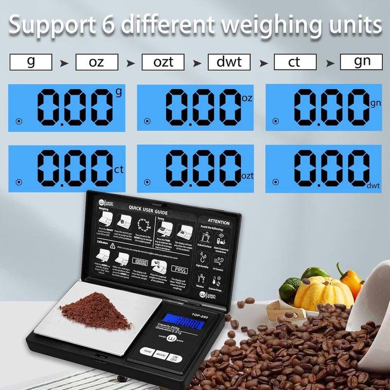 Digital Pocket Gram Scale - 200g Capacity, 0.01g Accuracy | Compact Mini Food & Jewelry Scale with Calibration Weight