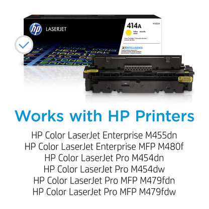 HP 414A Yellow Toner Cartridge | Works with HP Color LaserJet Enterprise M455dn, MFP M480f; HP Color LaserJet Pro M454 Series, MFP M479 Series | W2022A