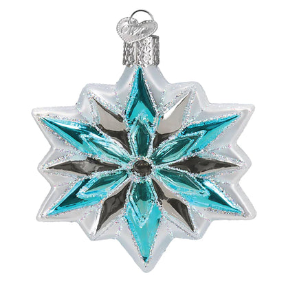 Old World Christmas Snowflake Glass Blown Ornament for Christmas Tree, Handcrafted Holiday Decoration, Holiday Collection
