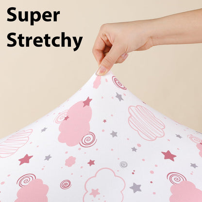 FIEMOL Next to Me Crib Sheets 85x51cm Fitted, 3 Pack Baby Cot Sheets, Ultra Soft & Silky Smooth Microfiber Bedside Crib Fitted Sheets Pink Rainbow